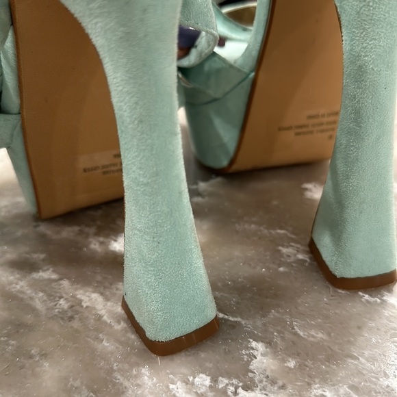 Ego Old Flame Turquoise Blue Square Toe Block Heel Lace Up Platforms size 6 - Picture 12 of 13